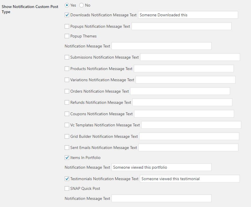 Notification Box Custom Post Types