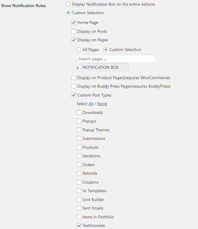 Notification Box Notification Rules