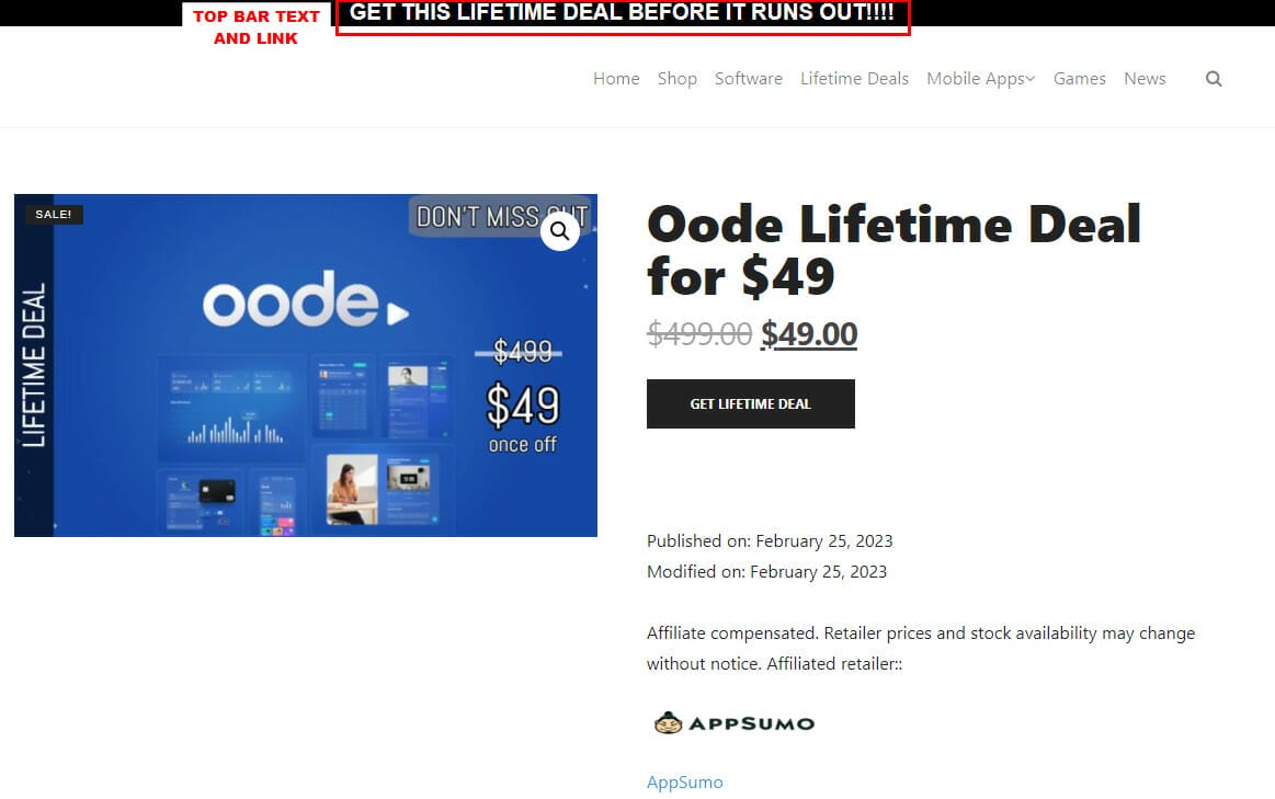 Build Affiliate Stores WooCommerce Affiliate Retailer Plugin top bar