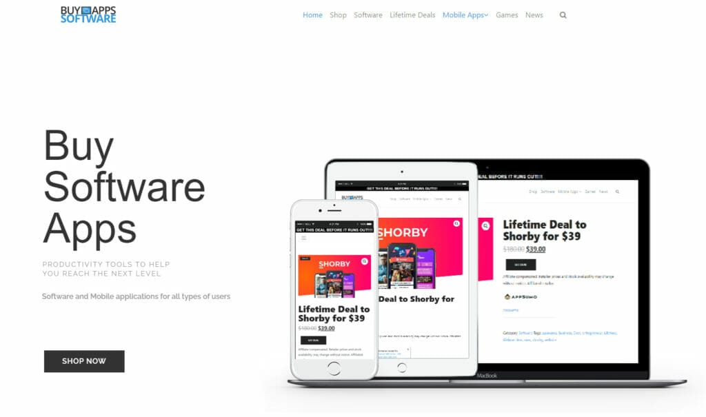 Build Affiliate Stores Buy Software Apps website