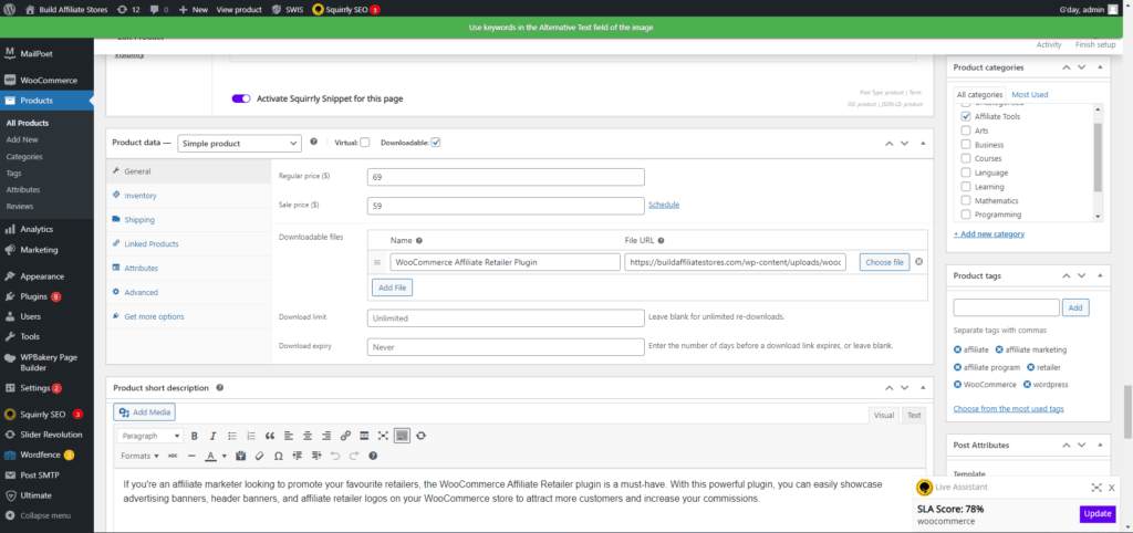 USING WOOCOMMERCE ON YOUR WORDPRESS SITE TO BUILD YOUR AFFILIATE STORE content settings