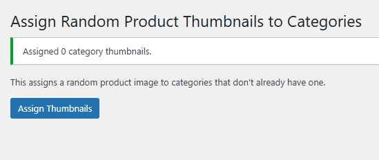Woocommerce Random Product Category Thumbnail Assign Thumbnails 0 assigned