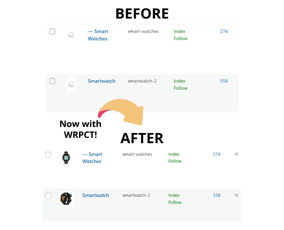 Woocommerce Random Product Category Thumbnail Assign Thumbnails Before and After